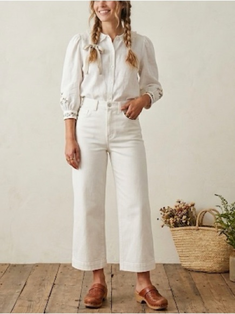 Madewell The Perfect Vintage Wide-Leg Petite Crop Jean in Tile White